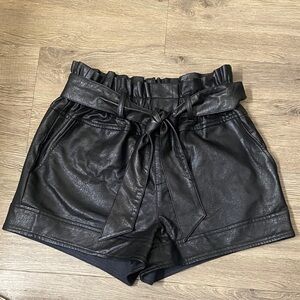 BDG URBAN OUTFITTERS High Waist Black Faux Leather Paperbag Shorts